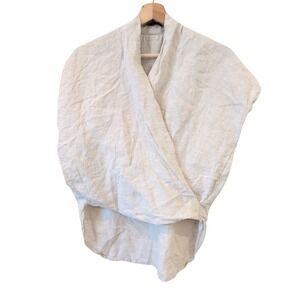 Natalie Busby 100% Linen Wrap Twist Top Oatmeal‎ Beige Small USA Minimalist $218
